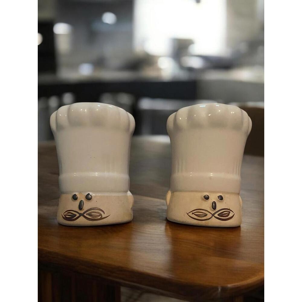 Chef Hat Salt and Pepper Shakers Set Large Kitchen Cook